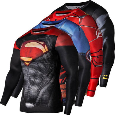 free shipping New Fashion Fitness Compression Shirt Men Cosplay Male Crossfit Plus Size Bodybuilding Men T shirt 3D Printed Superman Top