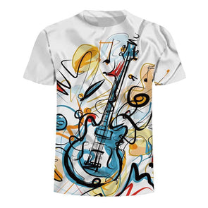 free shipping Casual Clothing 3d painting T Shirt Men T-shirt Rock Guitar Print Summer Happy Hip Hop best T-shirt Tops Tee Size 3XL