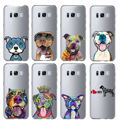 free shippingPitbull Cute Animal Dog Soft Silicon TPU Phone Cover Case For Samsung Galaxy S6 S6Edge S7 S7Edge S8 S8Plus A3 A5 A7 Cases
