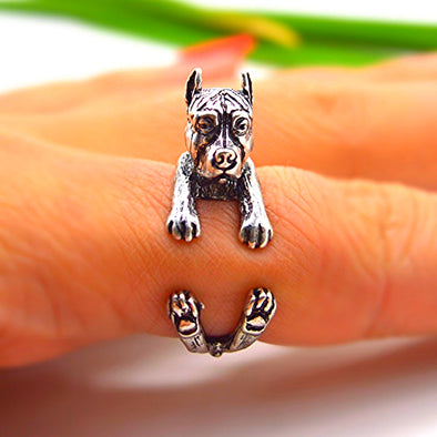 free shippingQIAMNI Pet Lovers Gift Handmade Boho Chic PitBull Dog Animal Rings for Women Men Unique Adjustable Statement Jewelry Accessories