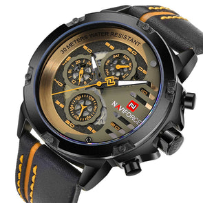 free shipping NAVIFORCE Mens Watches Top Brand Luxury Waterproof 24 hour Date Quartz Watch Man Leather Sport Wrist Watch Men Waterproof Clock